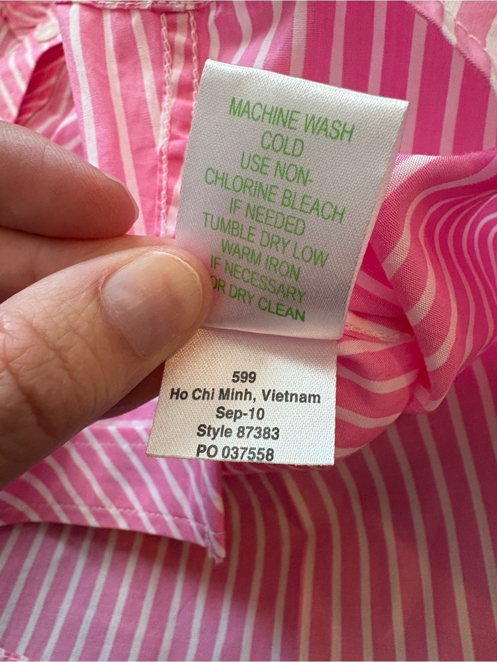 NWT Lilly Pulitzer Pink & White Striped Ruffle-Front Button Down - Picture 7 of 7